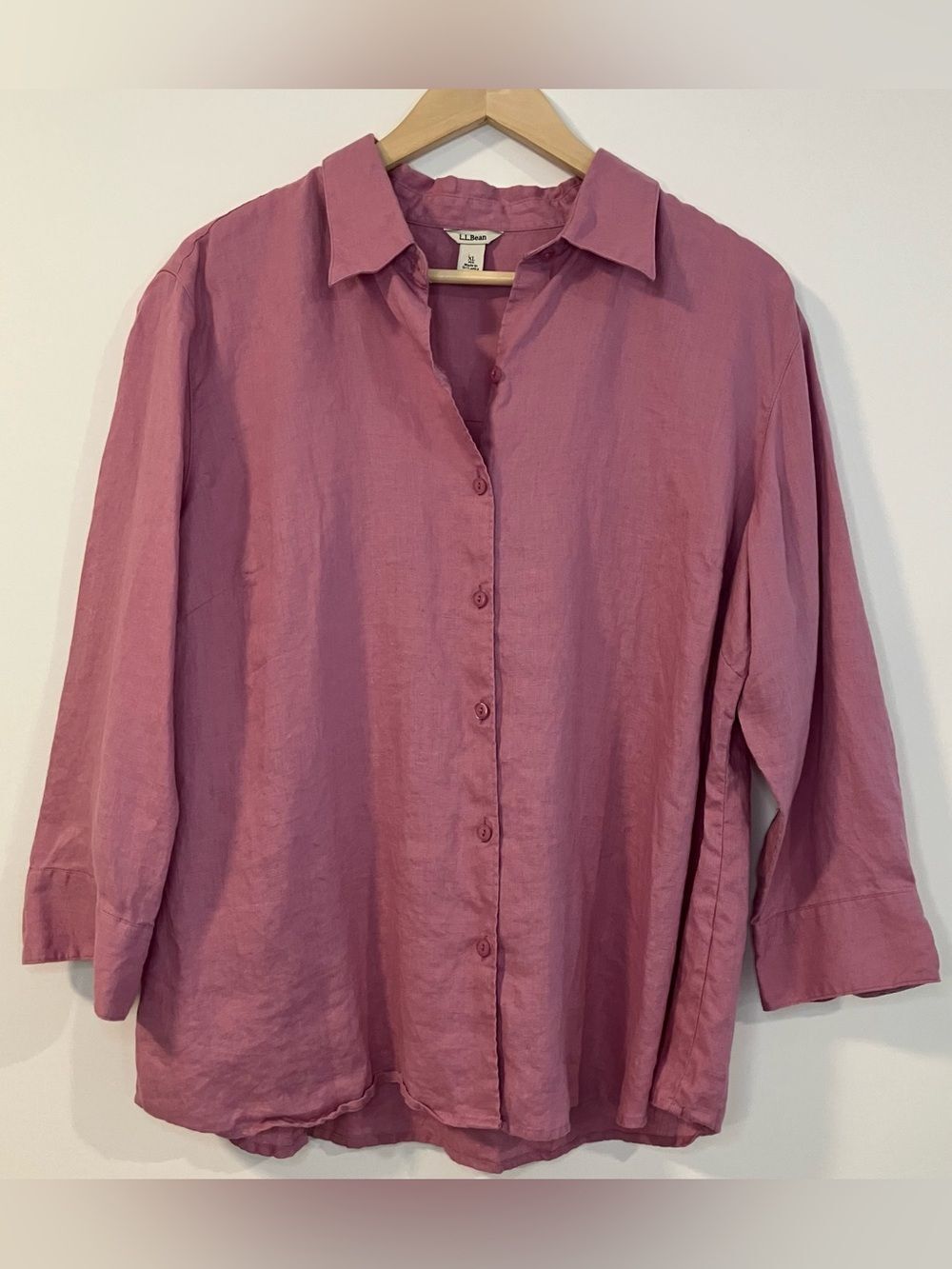 L.L. Bean Women's Lilac Button Up Shirt 100% Linen XL